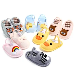 Autumn Winther Baby Indoor Slipper Cute Animal Pattern Baby Shoes Cotton Comfortable Toddler Boys Girls Sandals 0-18 Months