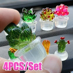 Mini Car Cactus Ornament Car Center Console Succulent Plant Pendant Cartoon Cactus Transparent Potted DIY Decoration Accessories