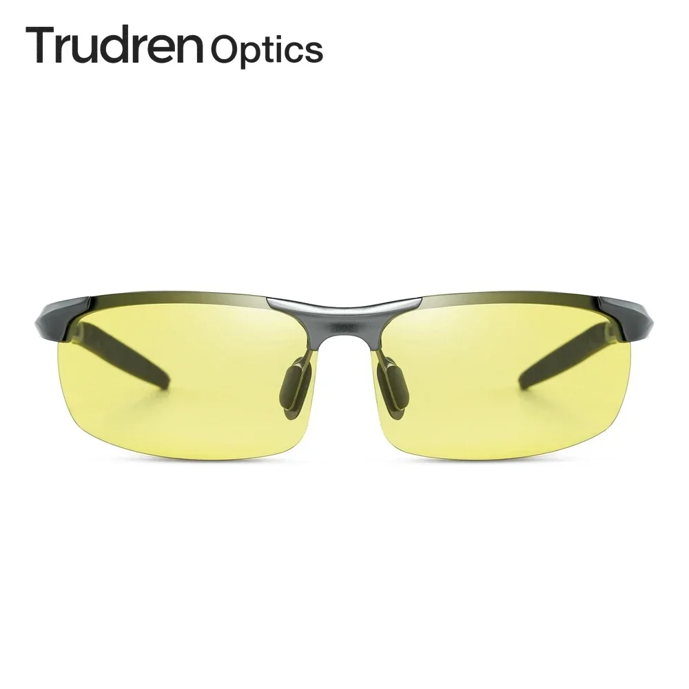 Trudren Mens Sport Photochromic Sunglasses for Day Night Driving Glasses Aluminum Wraparound Photo Chromic Running Glass 5933