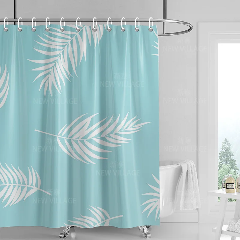 Home shower curtains bathroom Decora waterproof fabric non-slip bathmat water absorption curtain Modern nordic simple plant