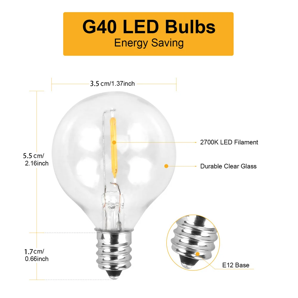 8PCS G40 LED Plastic Bulbs E12 Base Anti-Fall