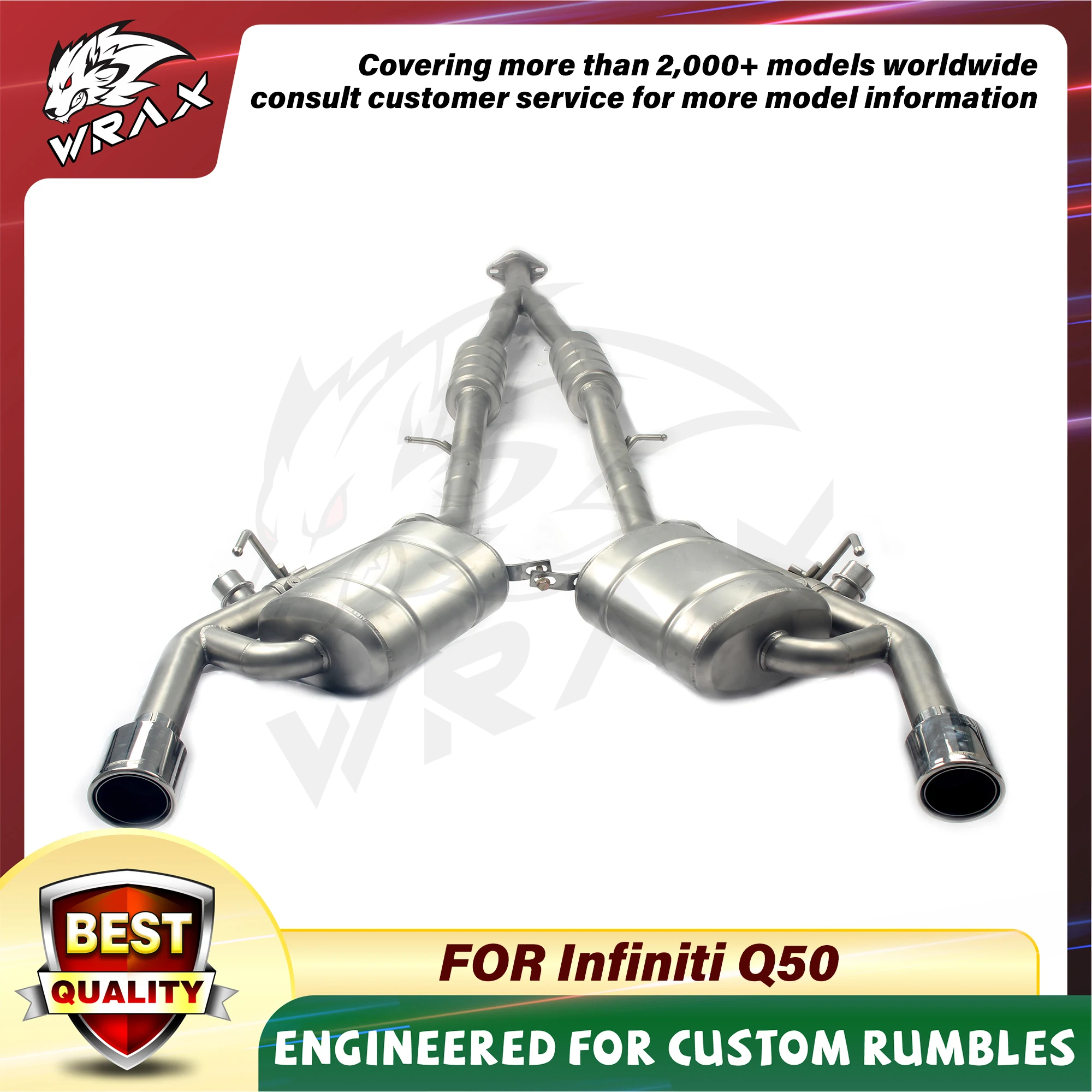 

WRAX Exhaust For Infiniti Q50 Stainless Steel Catback Exhaust Systems Tail Performance Muffler Corrosion-Resistant