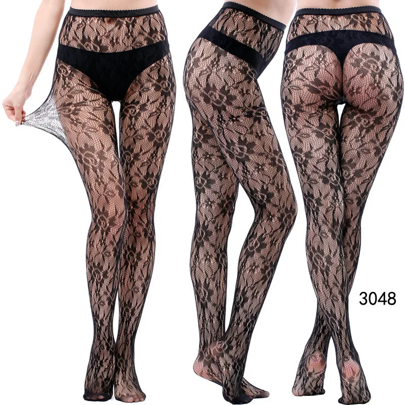 Neuartige Übergrößen-Netzstrumpfhose Sexy Hohle Spitzenstrümpfe Schwarze Overknee-Strümpfe für Damen Dessous – Detail 20