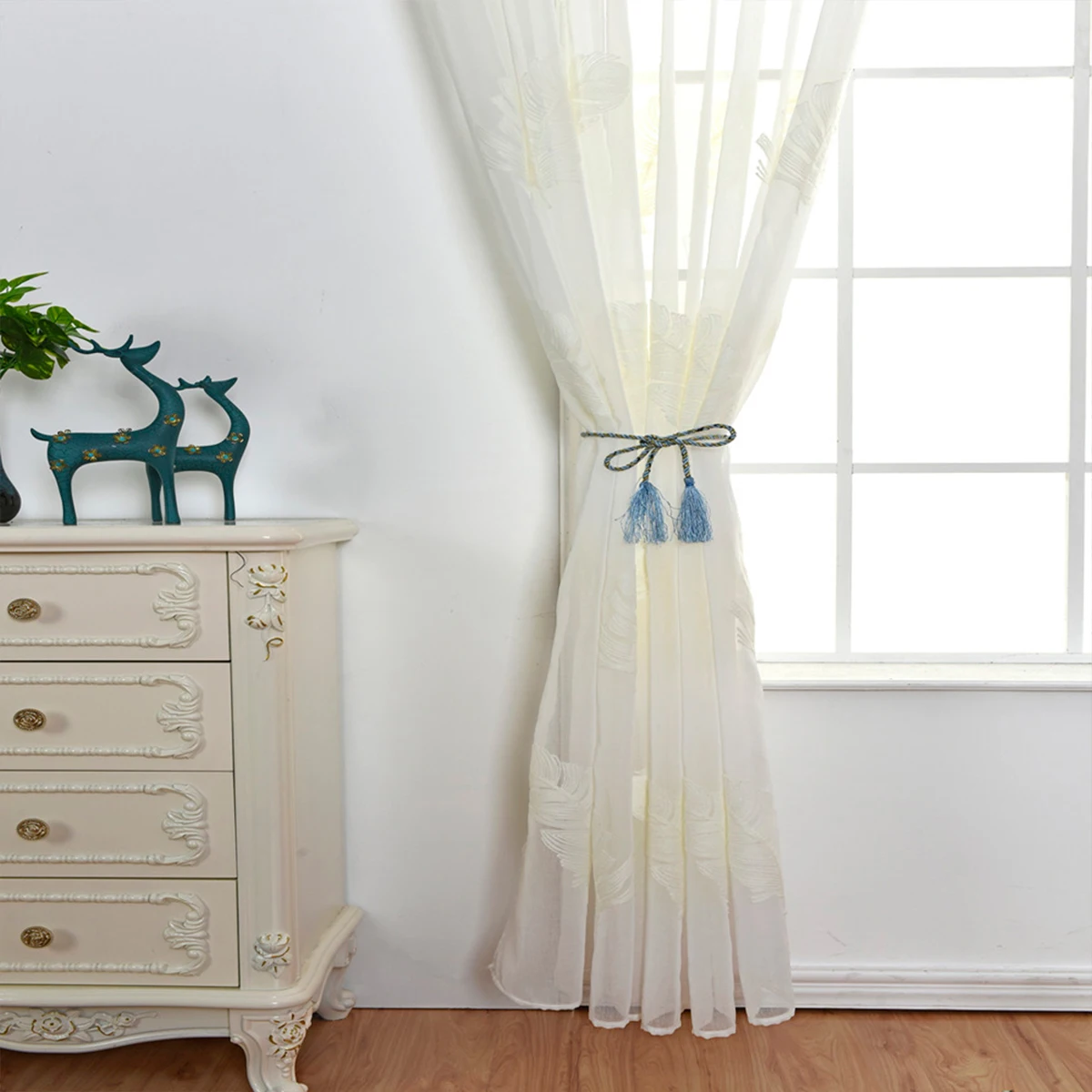 

Printed Voile Curtains Sheer Transparent Window Tulle Decor Bedroom Living Room Privacy Light Filtering