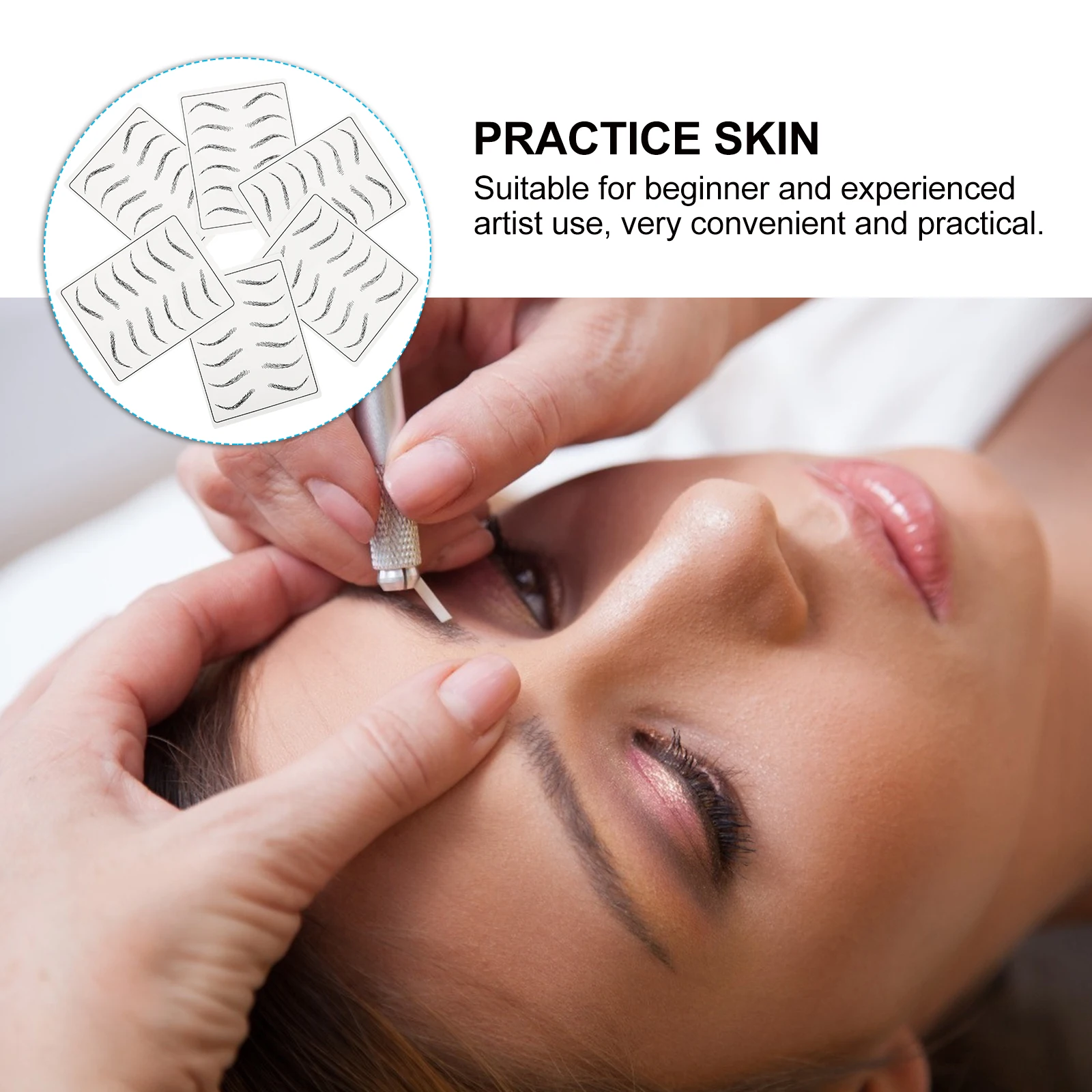 

6pcs Microblading Practice Skin For Eyebrow Tattoo Training Durable Rubber Fake Skin Beginner Tool Makeup