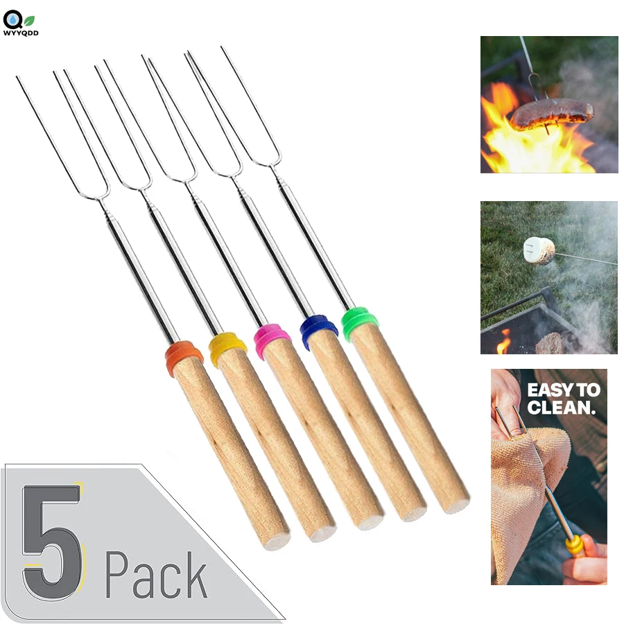 

Stainless Steel Roasting Sticks -Natural Stainless Steel Smore Skewer Campfire Cooking Smores Stick,Marshmallow Roasting Sticks