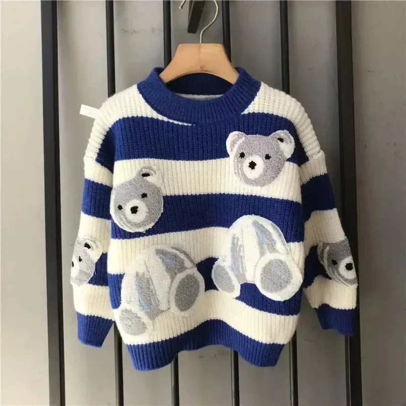 

Autumn/Winter Round Neck Long Sleeve Thickened Trendy 2025 New Children's Shirt Kids Boys Sweater Clothing Style Top Underlay