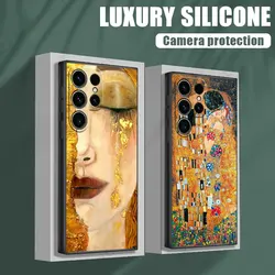 Phone Case For Samsung Galaxy S24 Ultra Cases S23 S21 S20 FE S22 Plus Note 20 10 Cover Kiss by Gustav Klimt Golden Freya's Tears
