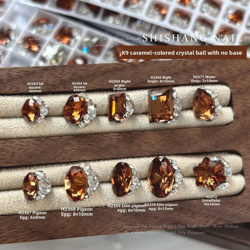 LYLE 5Pcs Crystal Nail Charms Bling Fat Square Pigeon Egg Snowflake No Base Finished Rhinestone Clusters Manicure Accessories