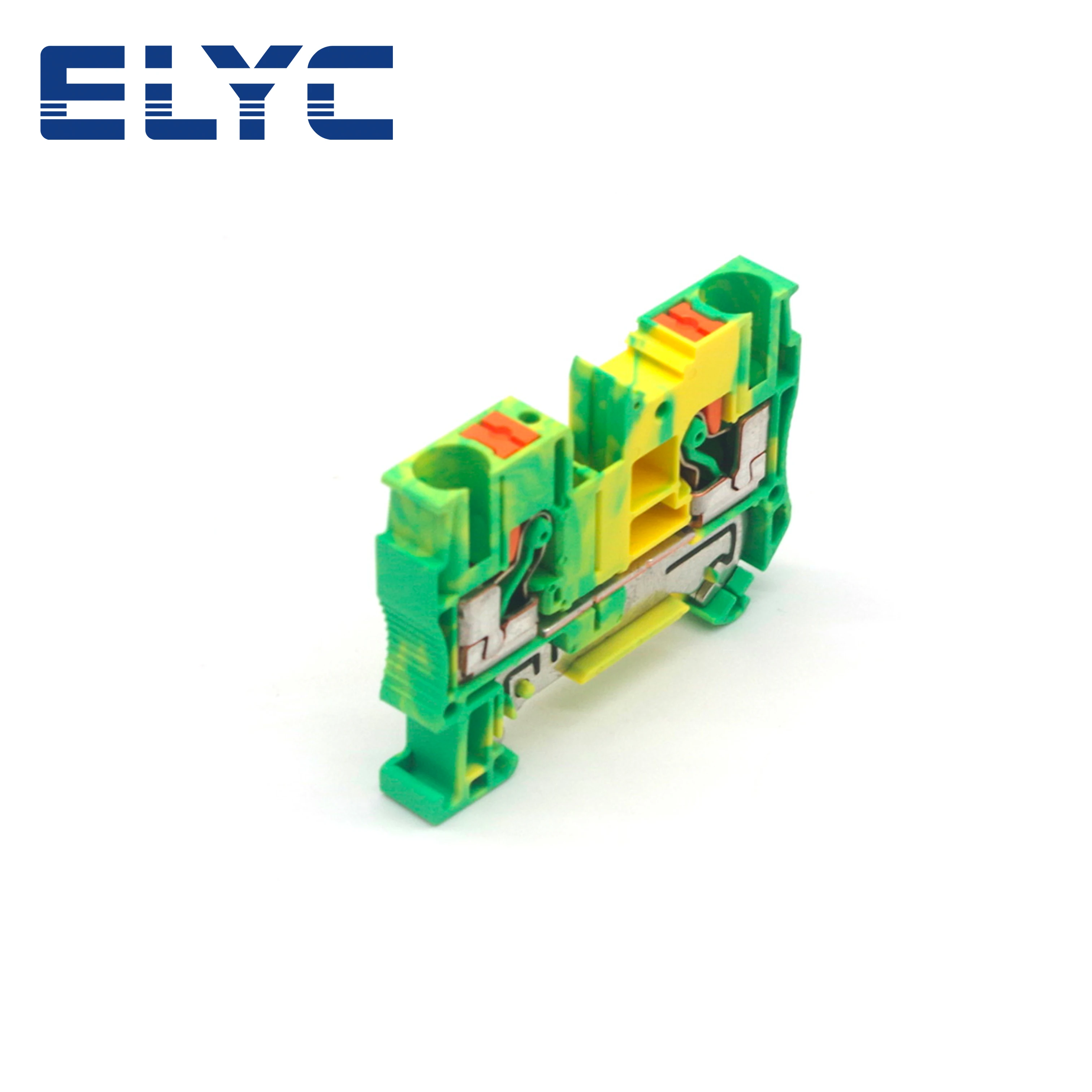 10Pcs PT6-PE Push-in Ground Feed-Through Protective Earth Strip Plug Wire Electrical Connector Din Rail Terminal Block PT 6-PE