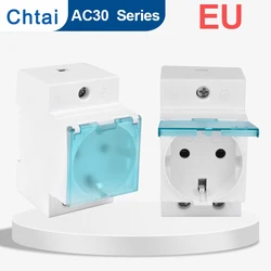 Eu AC30 전원 소켓, 독일 유럽 모듈러 딘 레일 소켓, 산업용 배전 박스 어댑터 커넥터 CE, 10A, 16A, 250V