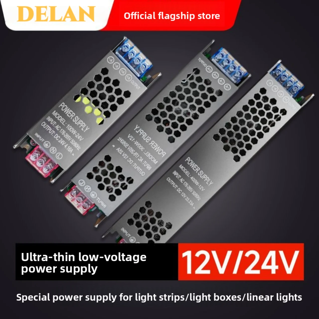 

Power Supply Adapter 5A 12A Lighting Transformer DC 12V/24V Ultra thin LED Strip Switch Driver Lamp 60W 100W 150W 200W 300W 400W