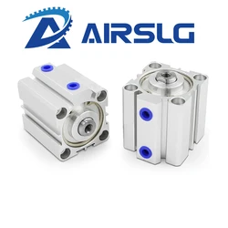 SDA Compact Thin Pneumatic Cylinder SDA20 25 32 40 50 63 Double Acting Air Piston Cylinder Stroke 5-100mm