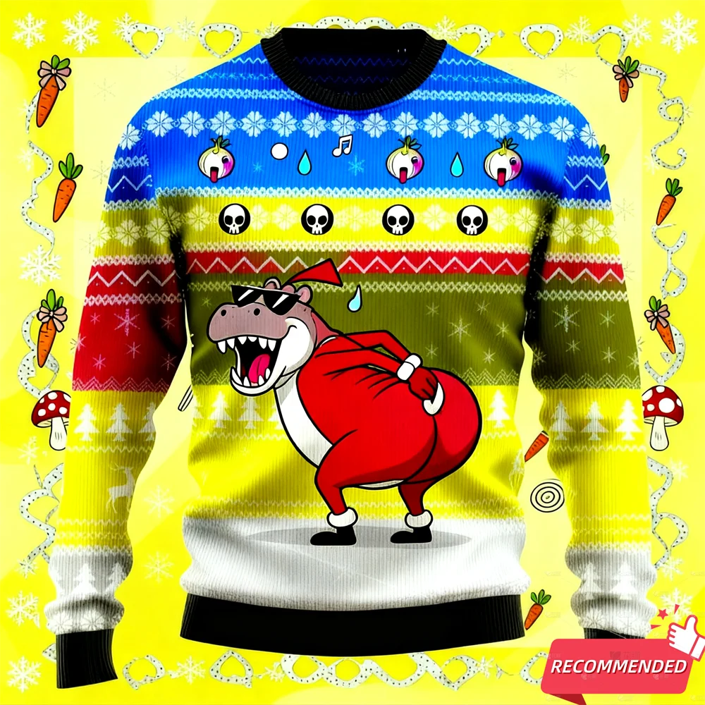 

Kawaii Funny Animal Graphic Sweatshirts For Men Clothing Merry Christmas Sweater Dog Crocodile Print Xmas Holiday Ugly Sweaters