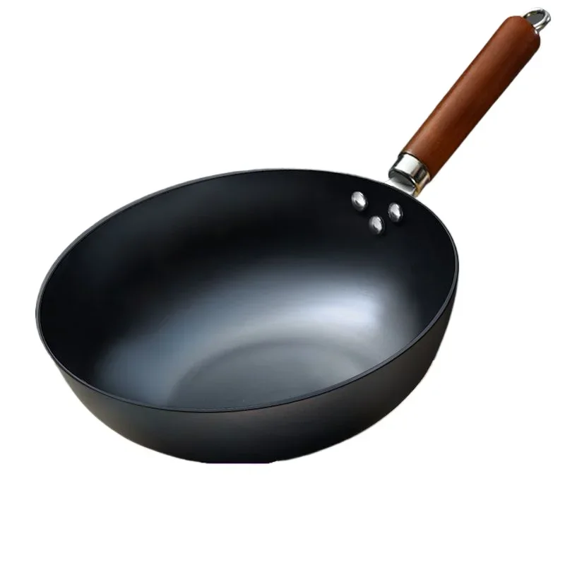 

32/34cm Fish Scale Iron Wok Hand Hammered Traditional Cookware Kitchen Uncoated Wok Suitable for Gas Stove Induction Cooker Wok