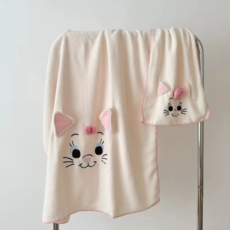 MINISO Anime Kawaii Disney Lucifer Marie Cat Hair-drying Cap Cartoon The Aristocats Girls Soft Absorbent Towel Hair Towel Gift