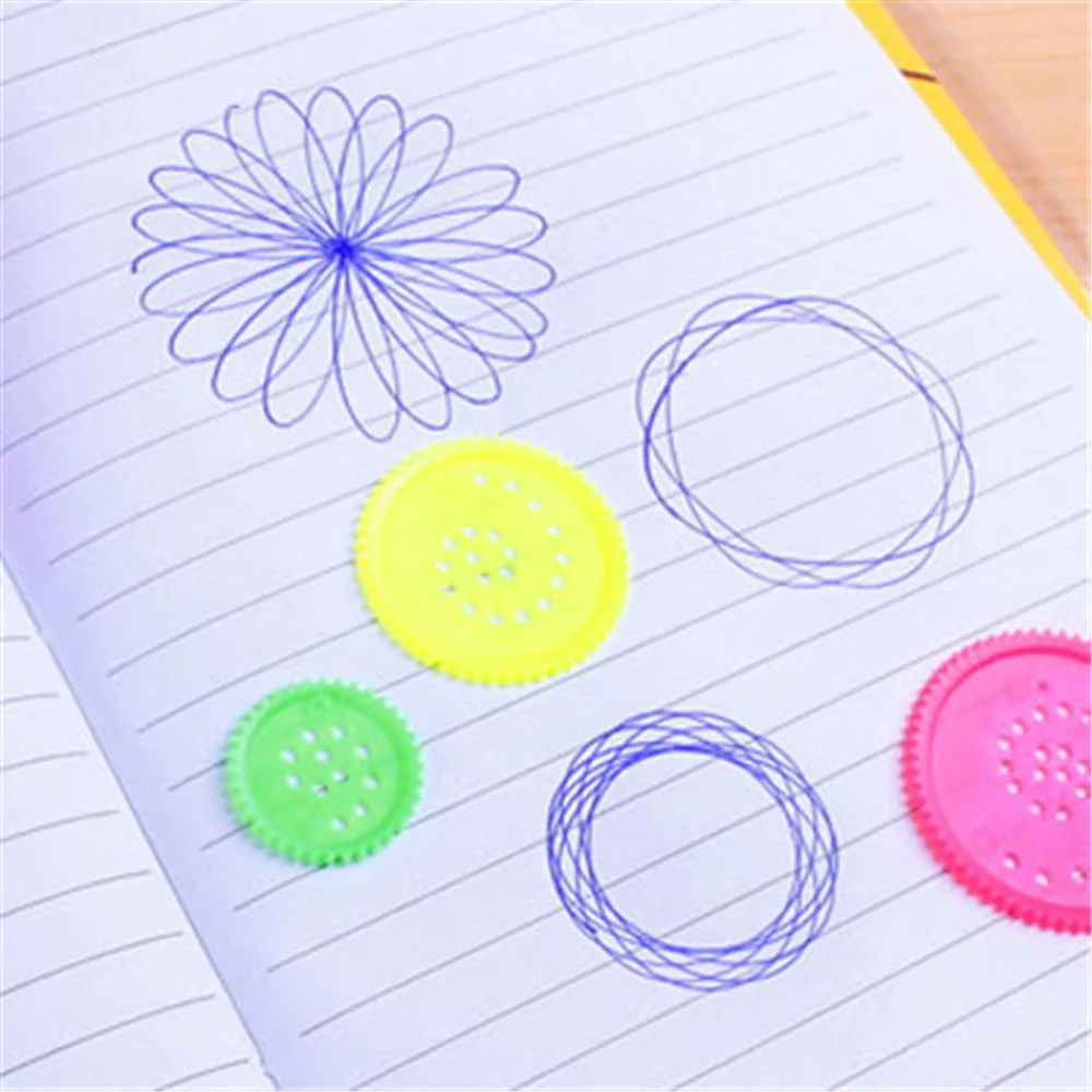 5piece/Set Fashion Kids Educational Toys Spirograph Drawing Sketchpad Board Geometric Ruler