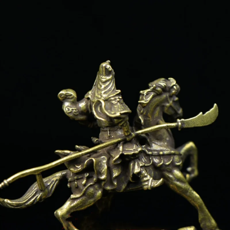 Asia Old China Hand carving bronze solid Riding a horse statue