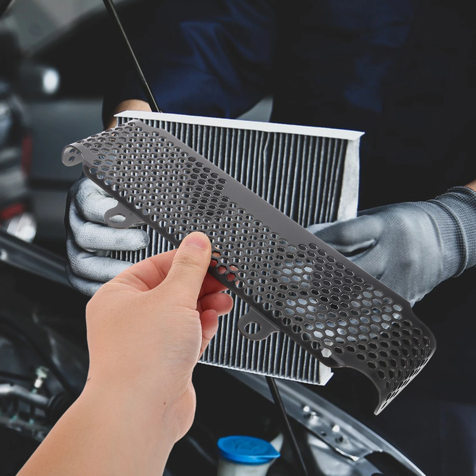 

Aluminum Alloy Motorcycle Radiator Cover Oil Cooler Guard Grille Easy Install Radiator Protection Mesh Durable Debris Proof