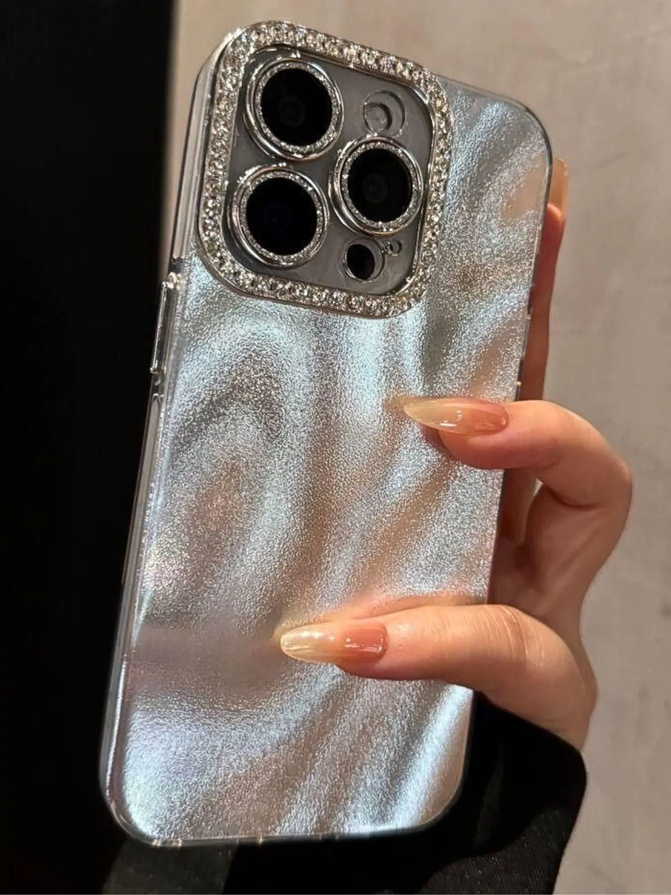 Funda de diamantes de imitación con purpurina de lujo para iPhone 16pro Max 15 Pro, lente de diamante chapada en láser, cubierta de teléfono para