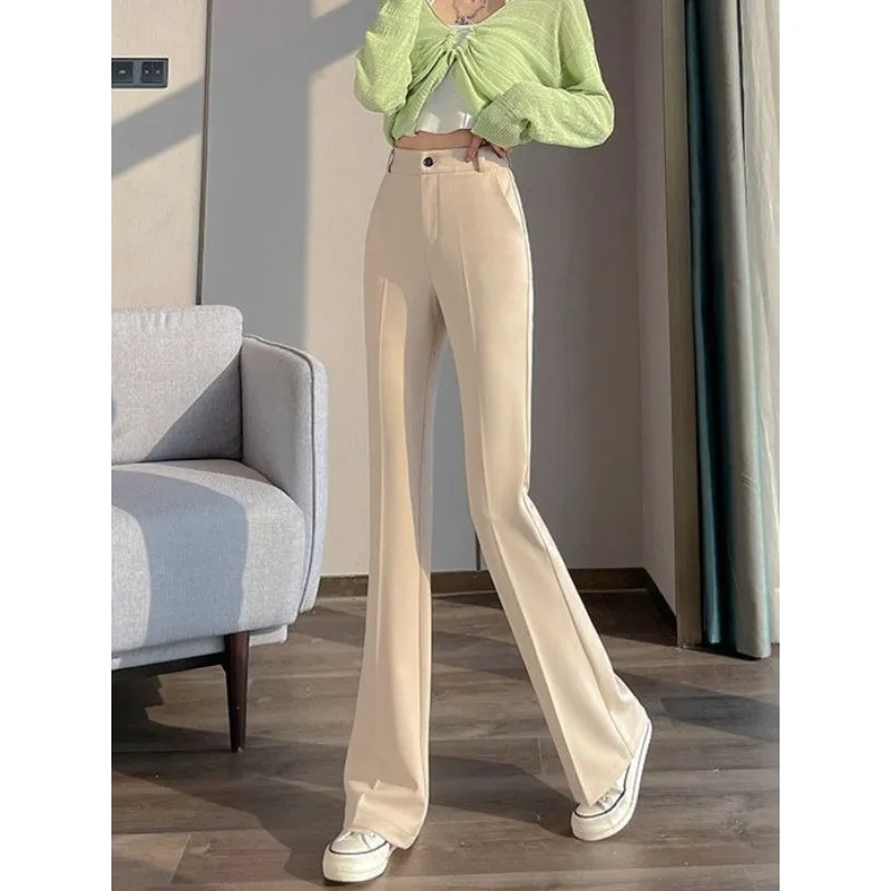 Hohe Taille Schlaghose Damen Casual Lange Leggings Bootcut Hose Schwarz Frühling Sommer Abnehmen Drapierte Hose mit weitem Bein TT1059