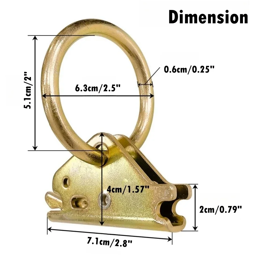 2/4/8 Packs Steel E-Track O-Ring Tie-Down Anchors for E-Track Tie-Down System Secure Cargo in Enclosed Flatbed Trailers