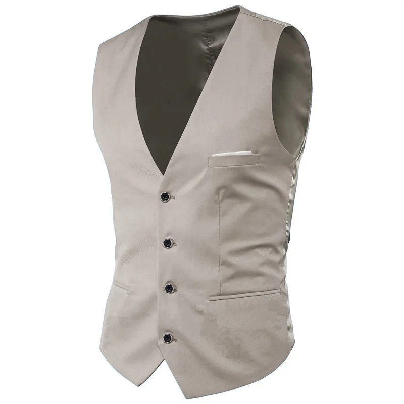 Men Vest Plus Size 6XL Fashion Slim Fit Sleeveless Wedding Waistcoats 9 Colors Solid Business Leisure Casual Dress Suit Vests