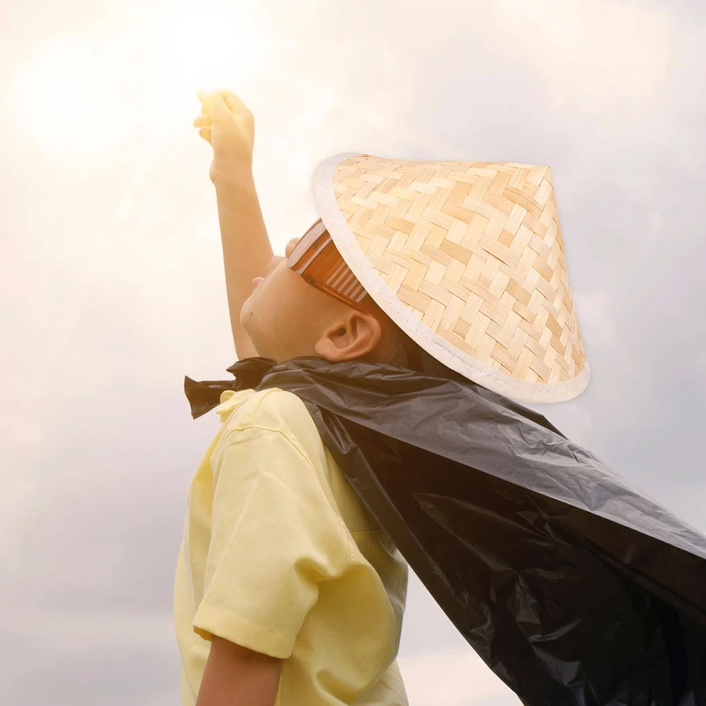 1pc Bamboo Hat Hats Decor Asian Conical Rice Farmer Lightweight Childrens Size Sturdy Durable Garden Work Sun Protection