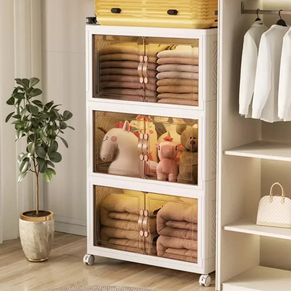 

Boxes Clothes Storage Transparent Storage Boxes Plastic Wardrobe Containers with Wheels Living Room Storage Box