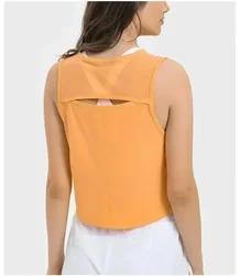 Lemon Sculpt Yoga Top For Women Loose Fit Workout Crop Tank Gym Wear Sleeveless Back Hollow Out Sportswear Running Sport Shirts