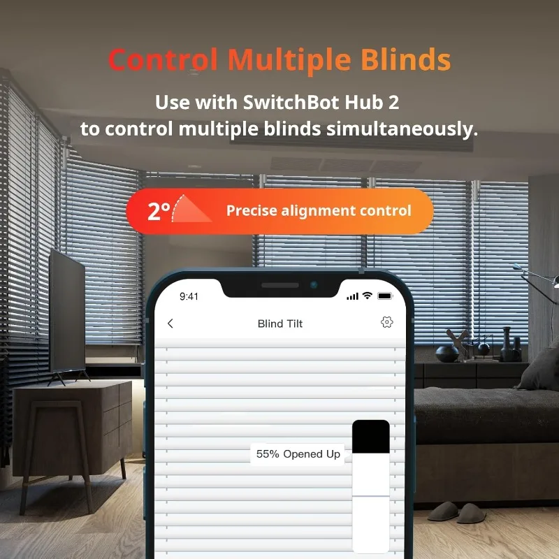 Blind Tilt Automatic Blind Opener 3-Pack & Hub 2- Smart Motorized Blinds with Bluetooth/IR Remote Control