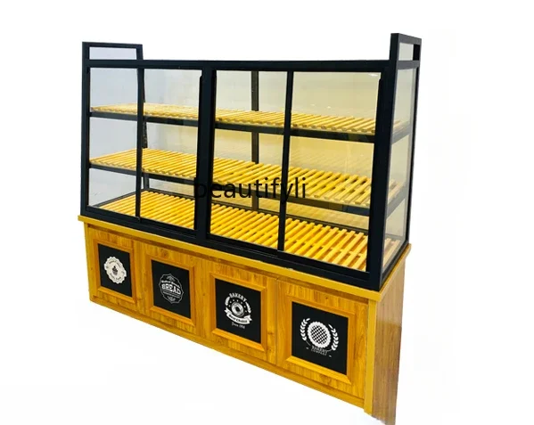 

Cake Shop Bread Zhongdao Side Cabinet Display Cabinet Glass Sliding Door Display Cabinet Sliding Shelf