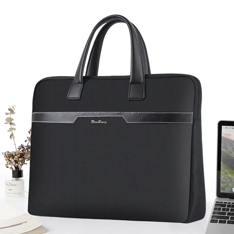 Briefcase Business Thickened Portable Document Bag Large Capacity Document Bag Canvas Briefcase Office Zipper