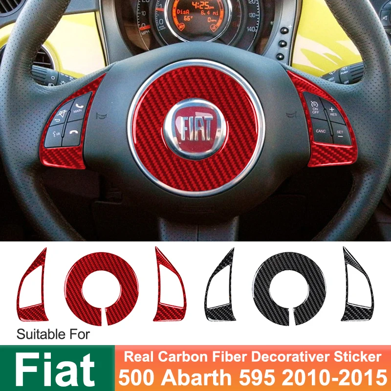

For Fiat 500 ABARTH 595 2010-2015 Car Steering Wheel Button Cover Decorative Sticker Carbon Style Modification Accessories