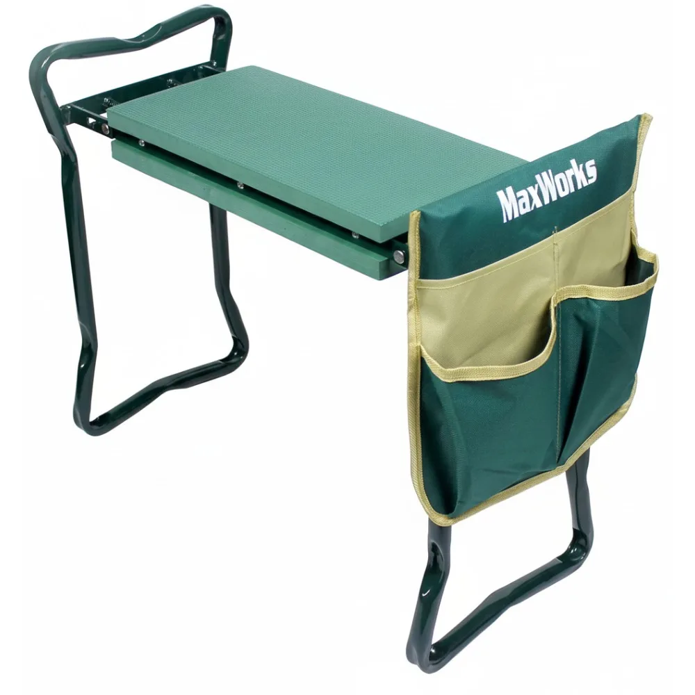 

Folding Garden Kneeler Stool with 8-Inch Wide Pad, Tool Pouch for Seniors & Women Planting Comfort