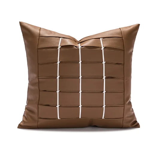 Nordic minimalist PU leather cushion cover patchwork cushion cover pillowcase