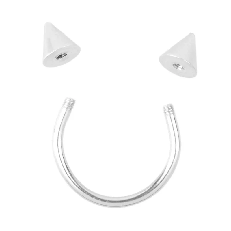 10pcs Silver Tongue Ring Set, Body Piercing