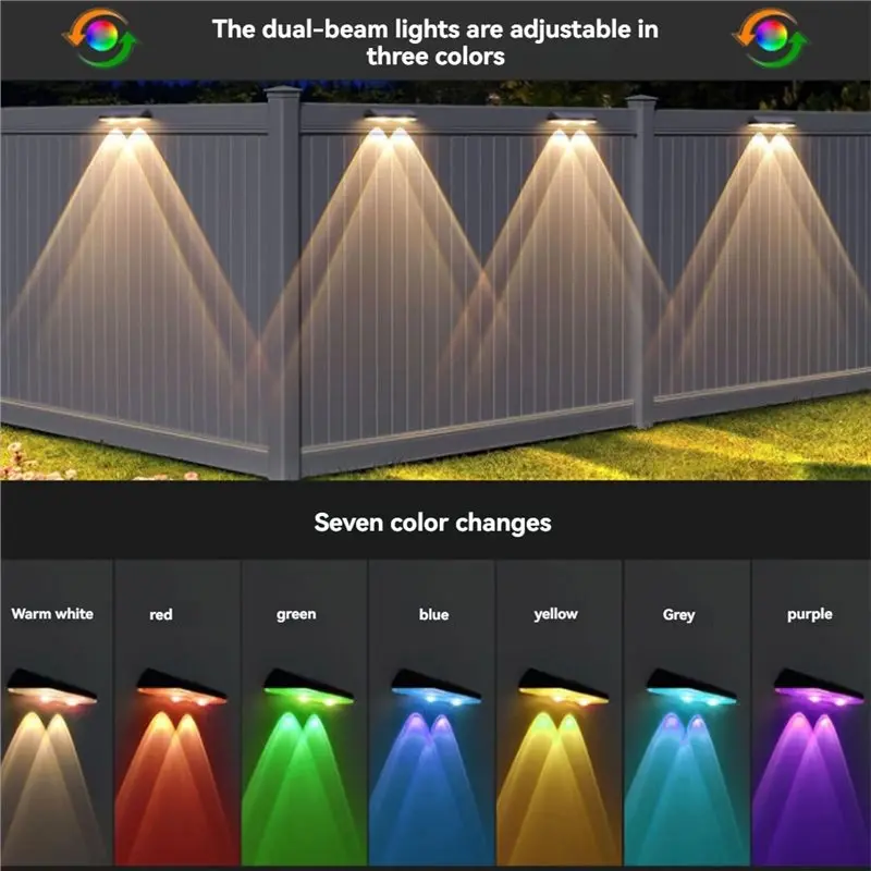 【HAPPY】IP65 Waterproof Solar LED Step Lights Super Bright RGB Light For Outdoor Fence Wall Lamps