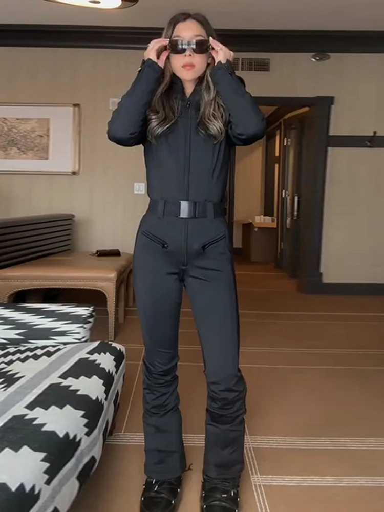 

Модный качественный женский лыжный костюм, повседневное пальто с капюшоном на молнии, комплект длинных брюк, шикарная ветрозащитная водонепроницаемая зимняя одежда для занятий спортом на открытом воздухе