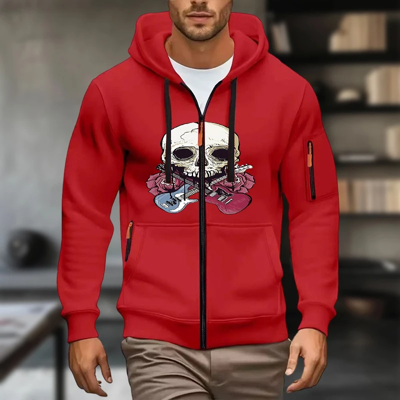 سترة بغطاء للرأس بجيب بسيط وأكمام طويلة، سترة بغطاء للرأس مطبوعة على الموضة للرجال، سترة كاجوال للخريف والشتاء