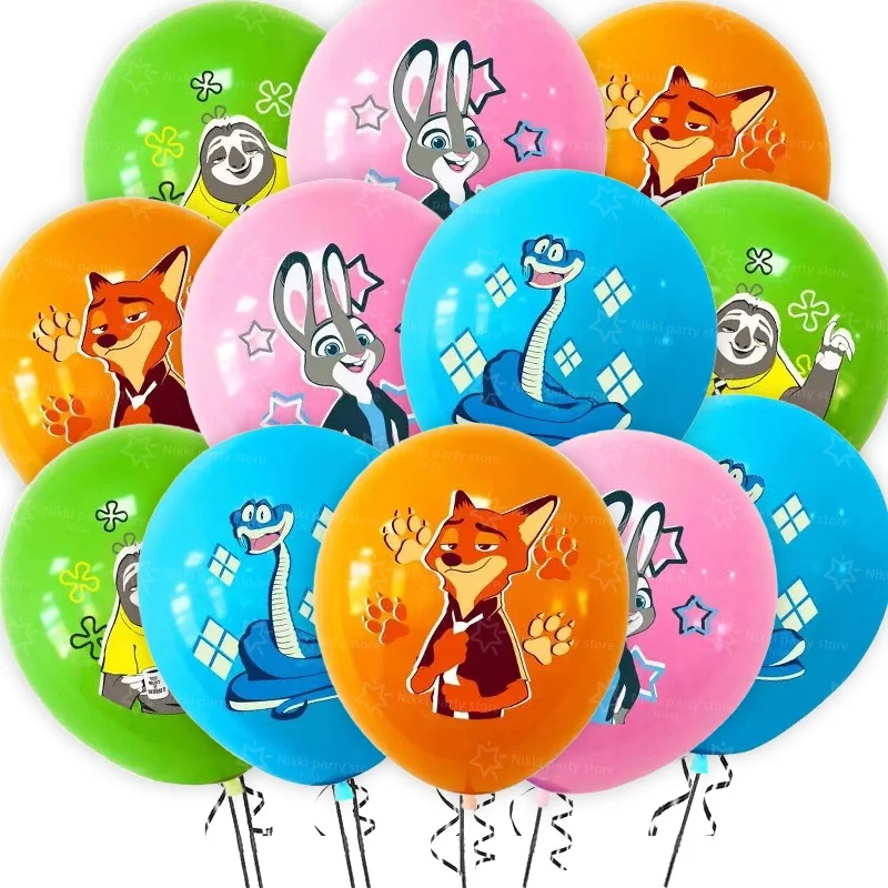 Nouveaux ballons Zootopia, ballons en latex d'animaux sauvages, décoration d'anniversaire de dessin animé, ballons ronds de 12 pouces, fournitures pour fêtes, cadeaux, jouets