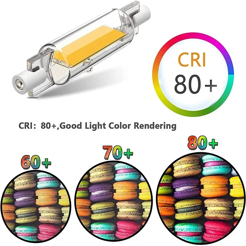 할로겐 램프 교체 유리 튜브 COB 전구, R7S, 78mm, 118mm, 고출력 스포트라이트, AC 110V, 220V