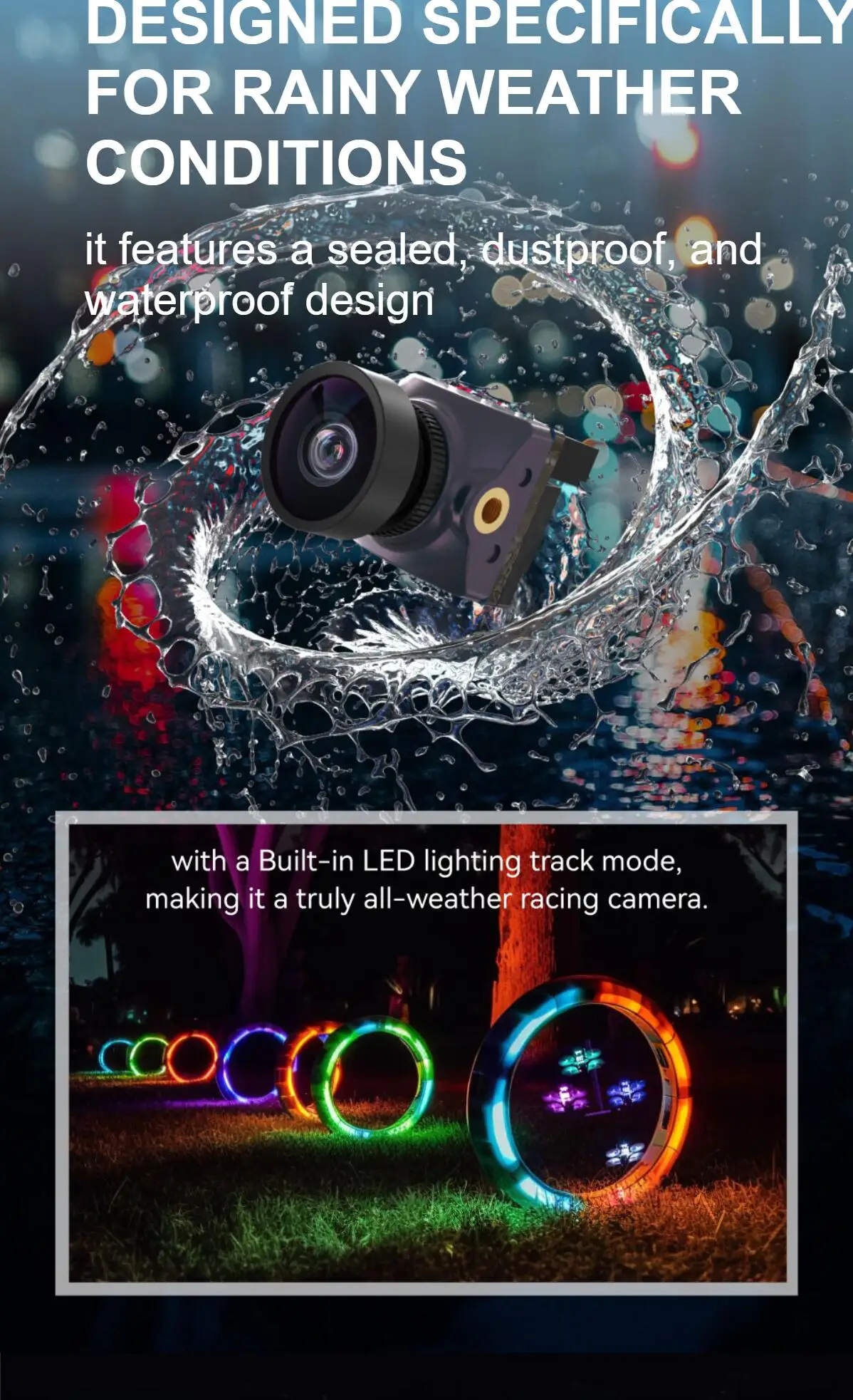 RunCam Racer Nano 4 FPV-Kamera 1200 TVL Super WDR CMOS-Sensor Wasserdichte LED-Beleuchtung Track-Modus NTSC/PAL für RC Freestyle Drone – Detail 3
