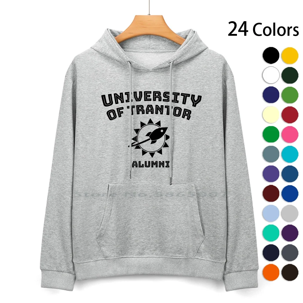 

University Of Trantor Alumni Pure Cotton Hoodie Sweater 24 Colors Trantor Foundation Library Alumni Asimov 100% Cotton Hooded