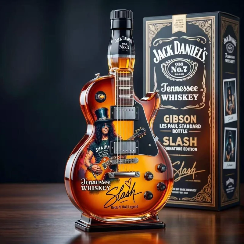 Purple Electric Guitar Shaped Glass Decanter Rock‑Inspired Whiskey Liquor Bottle for Home Bar Wine Display Collectible Decor