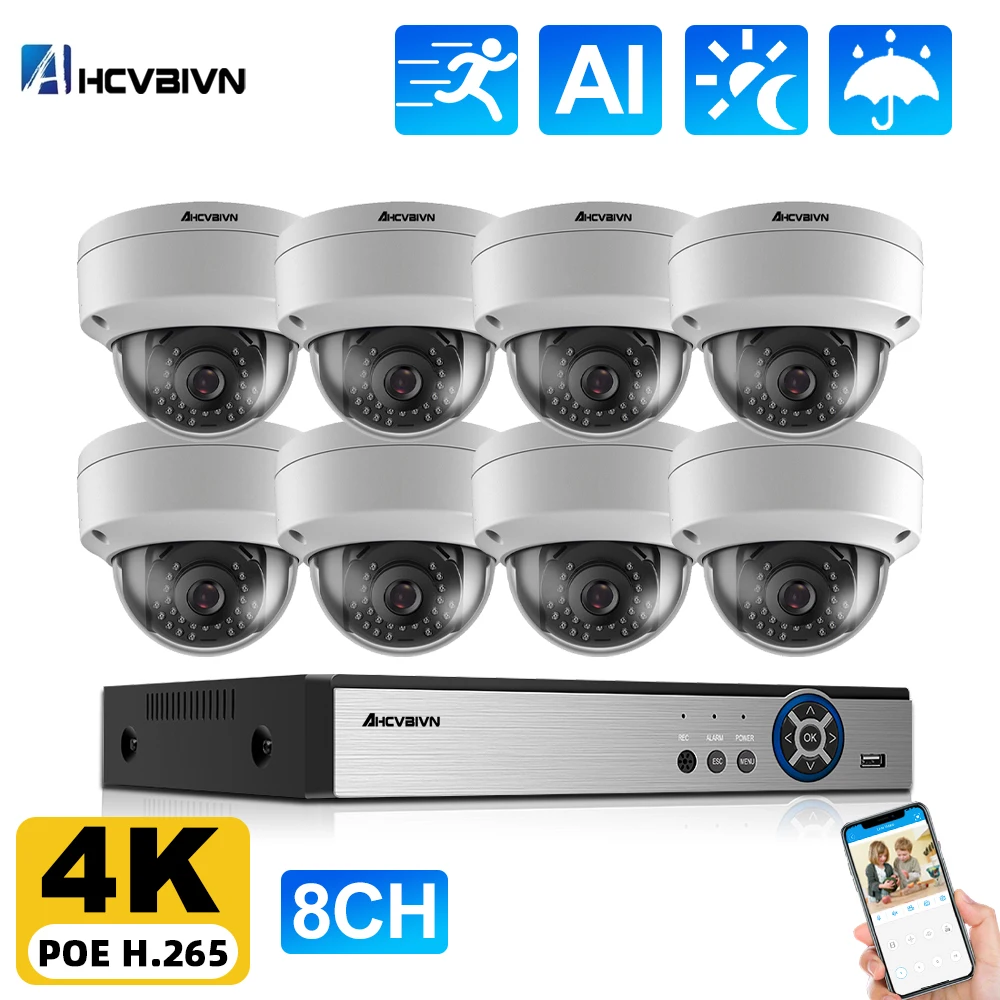 

H.265 4K Ultra HD CCTV Security Protection Surveillance Camera IPC Outdoor Waterproof Motion Detection POE Dome Security System