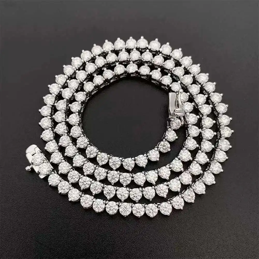 

Customized 925 Silver Red Blue Green Black Diamond Tennis Chain Bracelet Colorful Moissanite Tennis Necklace