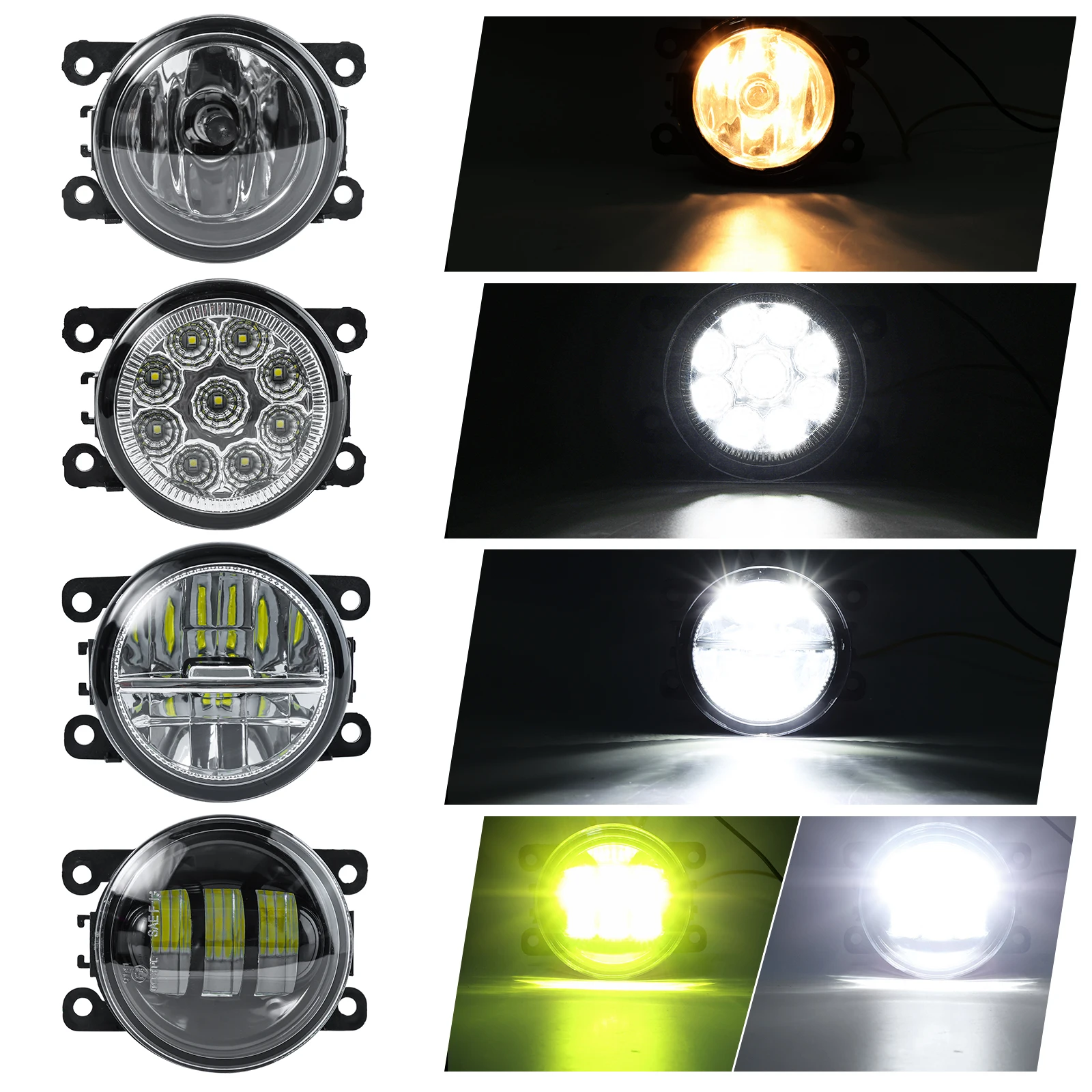 LED Fog Lights Dual Color Switch White & Yellow For Renault Megane 2 3 Duster Sandero Fluence Koleos Kangoo Thalia Laguna Twingo