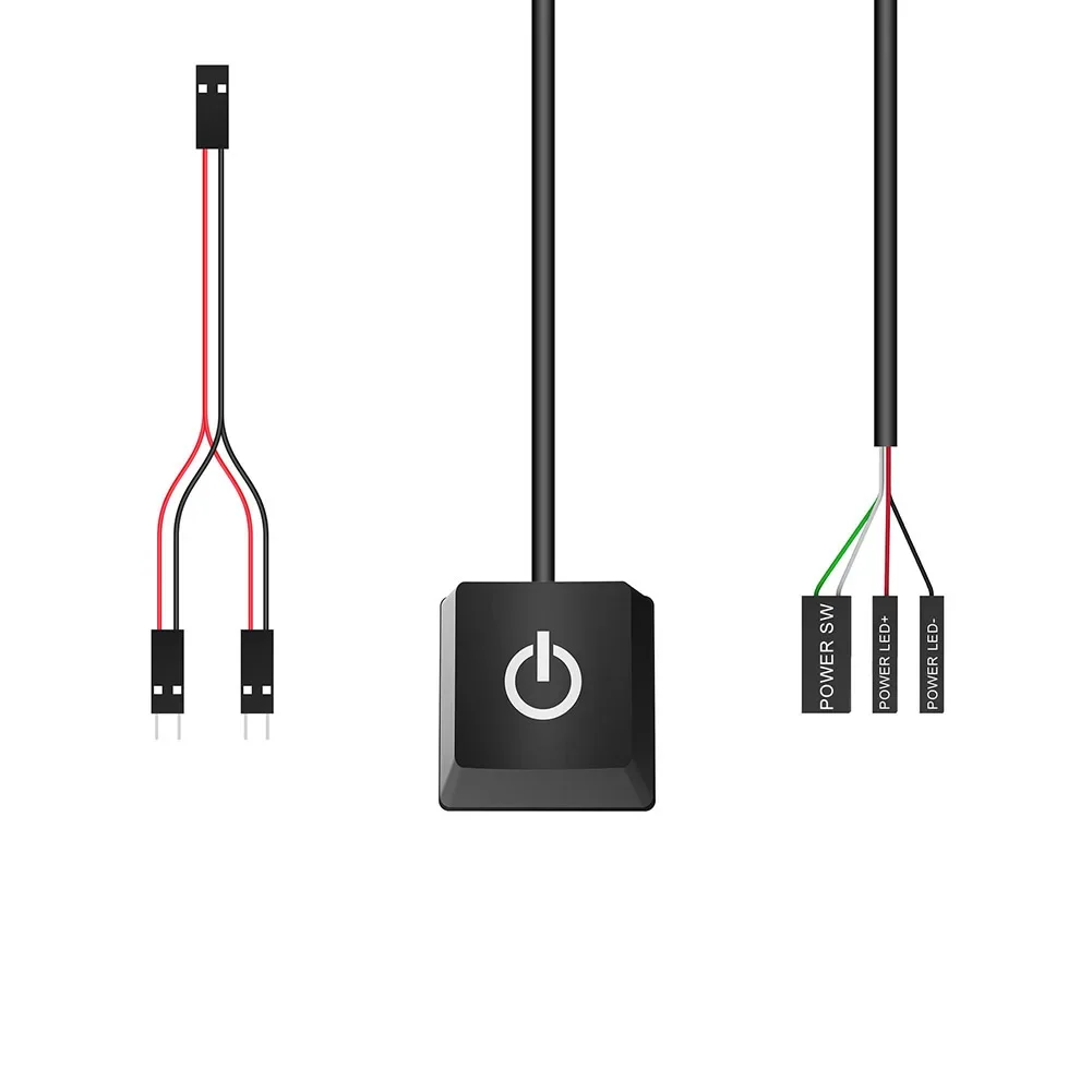 Kabel ekstensi Desktop komputer 2M, lampu Led warna-warni tombol On/Off PC untuk Motherboard rumah daya mulai eksternal