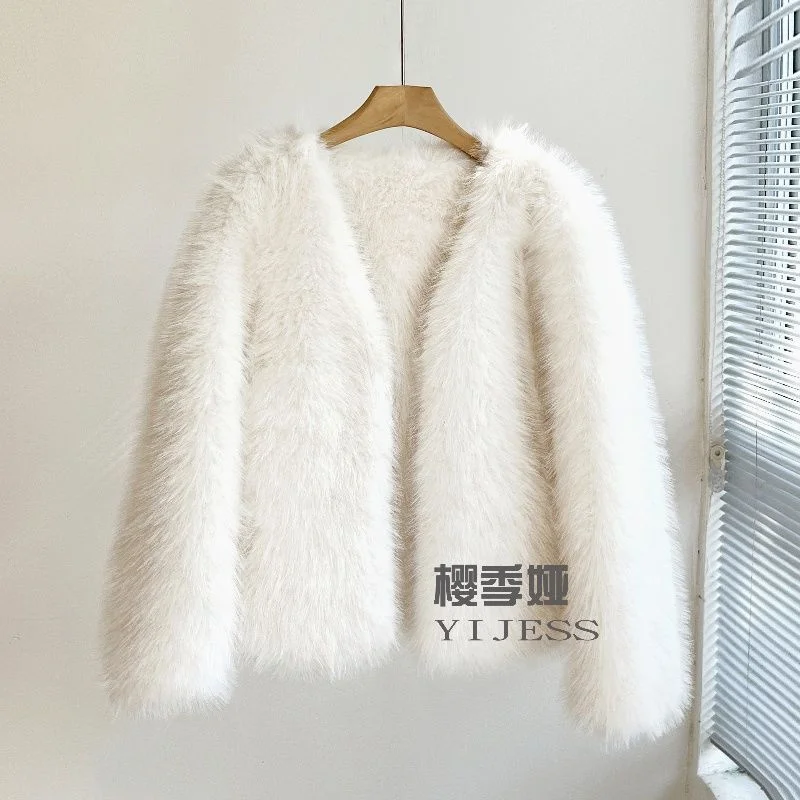 2024 Winter Female New Short Haining Double sided Fur Coat, Women\'s Classic, Versatile, Comfortable, Warm Fur Integrated Coat